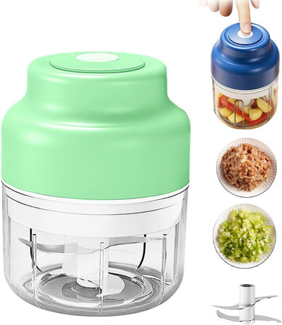2026 Upgrade Electric Garlic Chopper, Mini Portable B Charging Food Processor & Vegetable Chopper, Veggie Grinder for Garlic, Onion, Nuts, Herbs (Green, 250ml)