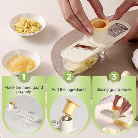 Garlic Press Rocker - Stainless Steel Garlic Crher, 2026 New Garlic Mincer and Chopper, Portable Garlic Grinder Cutter with Container, for Kitchen Smashing Garlic Vegetable (Green)