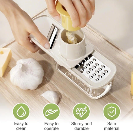 Garlic Press Rocker - Stainless Steel Garlic Crher, 2026 New Garlic Mincer and Chopper, Portable Garlic Grinder Cutter with Container, for Kitchen Smashing Garlic Vegetable (Green)