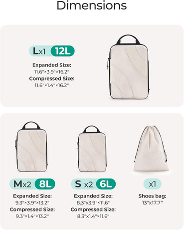 Compression Packing Cubes, 6 Set/4 Set/2 Set Travel Packing Cubes for Carry on Suitcases, Compression Suitcase Organizers Bag Set & Travel Cubes for Luggage, Lightweight Packing Organizers