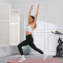 Pilates Socks for Women Mid Calf Slouch Yoga Socks with Non Slip Grippers for Barre Boot Sock 3 Pairs