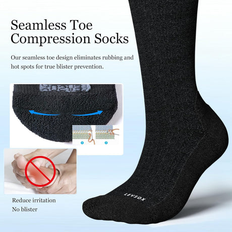 Bamboo Viscose Graduated Compression Socks for Women&Men - Chioned Knee-High 20-30 mmHg Support Socks
