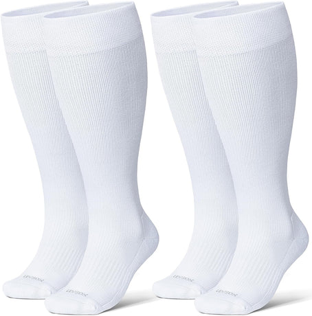 Wide Calf Chioned Compression Socks for Men & Women, Made with Viscose from Bamboo 15-20 mmHg, Knee High Support Stockings for Circulation