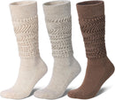 Merino Wool Slouch Socks for Women Soft Knee High Scrunch Warm Cozy Stacked Boot Socks 3 Pack