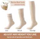 Merino Wool Slouch Socks for Women Soft Knee High Scrunch Warm Cozy Stacked Boot Socks 3 Pack