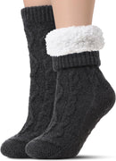 Slipper Socks for Women with Grippers Non Slip, Sherpa Lined Slipper Socks