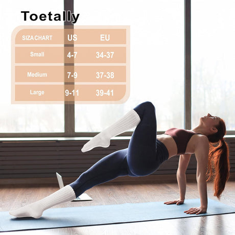 Pilates Socks with Grips for Women Long Slouch Non-Slip Yoga Barre Chioned Workout Scrunch Socks 3 Pairs