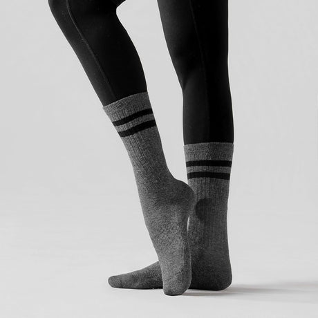Womens Striped Socks Cotton Athletic Running Chioned Calf Socks Casual School Style 3 Pairs