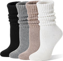 Merino Wool Slouch Boot Socks Thermal Warm Winter Thick Scrunch Cozy Crew Socks for Women 4 Pairs