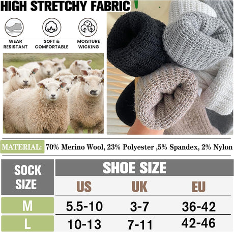 Merino Wool Slouch Boot Socks Thermal Warm Winter Thick Scrunch Cozy Crew Socks for Women 4 Pairs