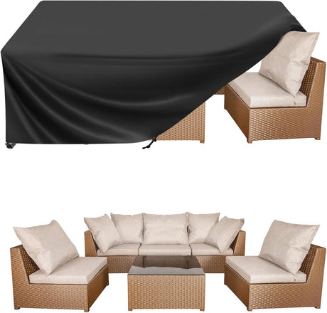 Patio Furniture Covers, Outdoor Furniture Covers Waterproof, Heavy Duty Oxford Patio Table Cover for Outdoor Table, Chair, Sofa, Desk (Black, 108