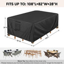 Patio Furniture Covers, Outdoor Furniture Covers Waterproof, Heavy Duty Oxford Patio Table Cover for Outdoor Table, Chair, Sofa, Desk (Black, 108"L x 82"W x 28"H)