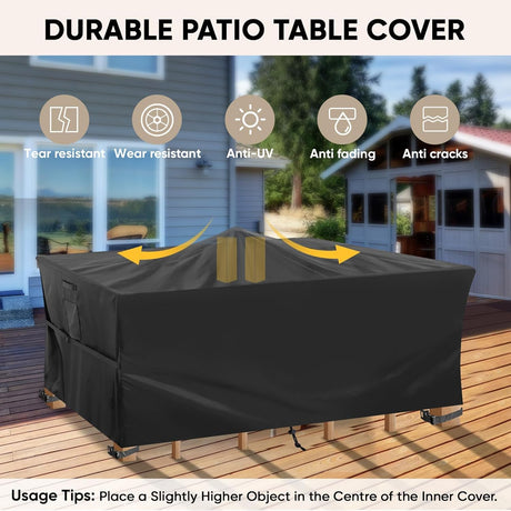 Patio Furniture Covers, Outdoor Furniture Covers Waterproof, Heavy Duty Oxford Patio Table Cover for Outdoor Table, Chair, Sofa, Desk (Black, 108