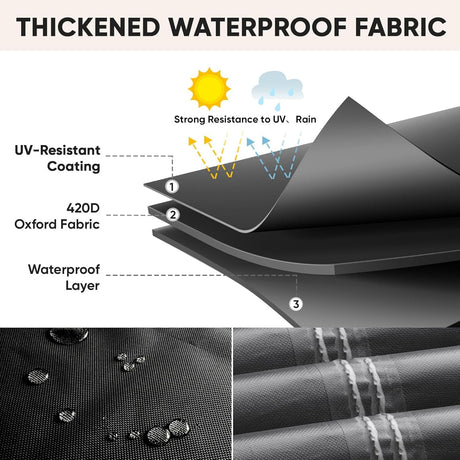Patio Furniture Covers, Outdoor Furniture Covers Waterproof, Heavy Duty Oxford Patio Table Cover for Outdoor Table, Chair, Sofa, Desk (Black, 108