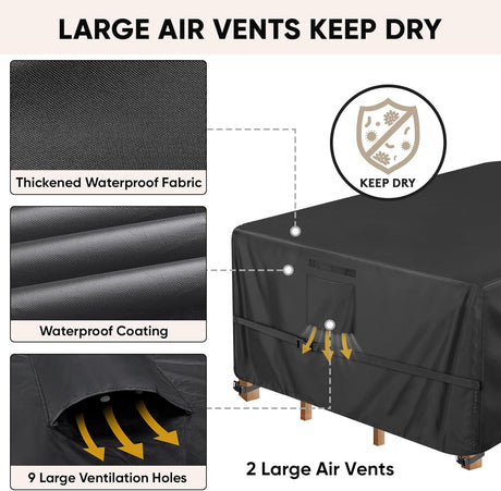 Patio Furniture Covers, Outdoor Furniture Covers Waterproof, Heavy Duty Oxford Patio Table Cover for Outdoor Table, Chair, Sofa, Desk (Black, 108