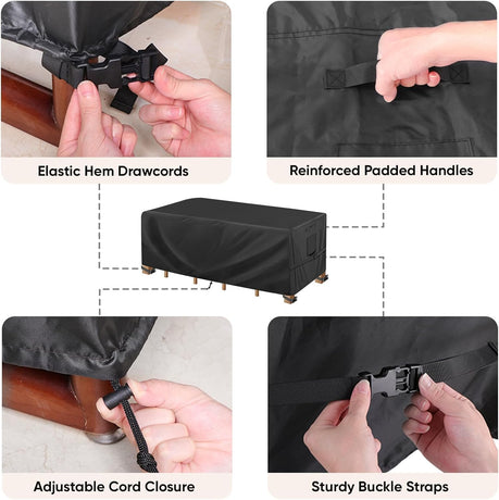 Patio Furniture Covers, Outdoor Furniture Covers Waterproof, Heavy Duty Oxford Patio Table Cover for Outdoor Table, Chair, Sofa, Desk (Black, 108