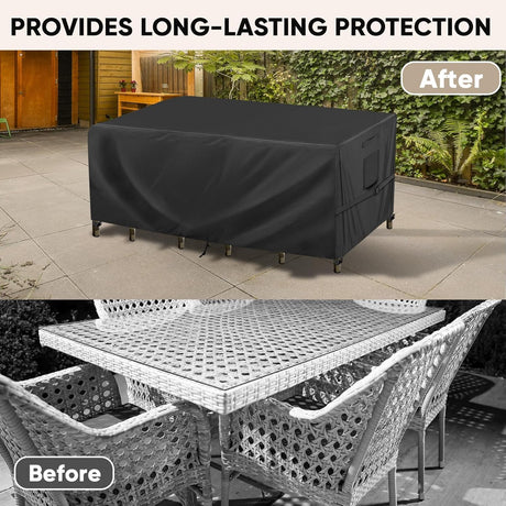 Patio Furniture Covers, Outdoor Furniture Covers Waterproof, Heavy Duty Oxford Patio Table Cover for Outdoor Table, Chair, Sofa, Desk (Black, 108