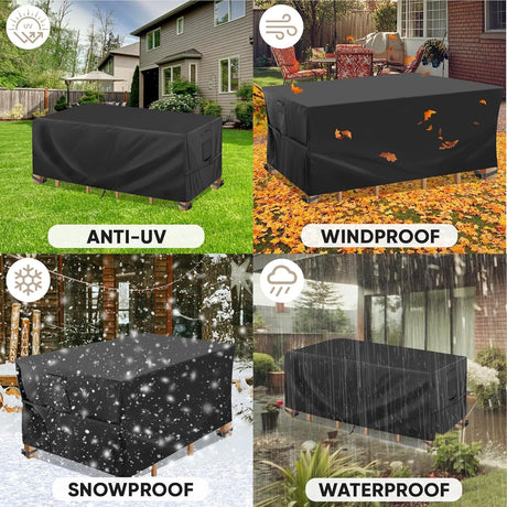 Patio Furniture Covers, Outdoor Furniture Covers Waterproof, Heavy Duty Oxford Patio Table Cover for Outdoor Table, Chair, Sofa, Desk (Black, 108