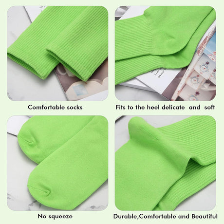 20 Pairs Womens Socks, Solid Color Crew Socks Colorful Lightweight Cotton Athletic Socks