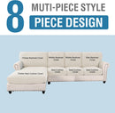 Sectional Couch Covers 8 Pieces Stretch Sofa Covers for Sectional Sofa Set Separate L Shaped Couch Cover for Both Left/Right Couch (Seat and Back: 1 Chaise + 3 Sofa, Ivory)