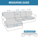 Sectional Couch Covers 8 Pieces Stretch Sofa Covers for Sectional Sofa Set Separate L Shaped Couch Cover for Both Left/Right Couch (Seat and Back: 1 Chaise + 3 Sofa, Ivory)