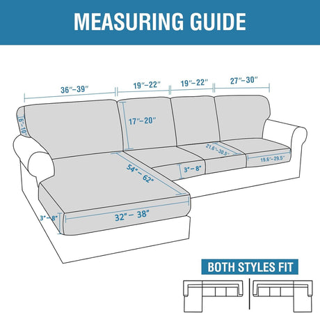 Sectional Couch Covers 8 Pieces Stretch Sofa Covers for Sectional Sofa Set Separate L Shaped Couch Cover for Both Left/Right Couch (Seat and Back: 1 Chaise + 3 Sofa, Ivory)