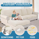 Sectional Couch Covers 8 Pieces Stretch Sofa Covers for Sectional Sofa Set Separate L Shaped Couch Cover for Both Left/Right Couch (Seat and Back: 1 Chaise + 3 Sofa, Ivory)