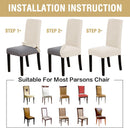 Stretch Dining Chair Covers Set of 6 Chair Covers for Dining Room Parsons Chair Slipcover Chair Protectors Covers Dining, Feature Textured Checked Jacquard Fabric, Ivory