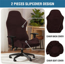 Gaming Chair Covers Slipcover Stretch Seat Chair Cover for Leather Computer Reclining Racing Ruffled Gamer Chair Protector Without Chair 2 piece，Brown
