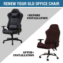 Gaming Chair Covers Slipcover Stretch Seat Chair Cover for Leather Computer Reclining Racing Ruffled Gamer Chair Protector Without Chair 2 piece，Brown