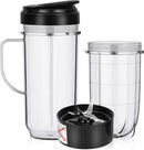 2 Pack Replacement Blender Cups set for magic bullet ，22oz Tall Cup with Flip Top To-Go Lid，16oz Replacement Cup with Cross Blade Replacement Parts Compatible with 250W Magic Bullet MB1001