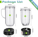 2 Pack Replacement Blender Cups set for magic bullet ，22oz Tall Cup with Flip Top To-Go Lid，16oz Replacement Cup with Cross Blade Replacement Parts Compatible with 250W Magic Bullet MB1001