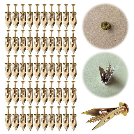Self-Drilling Anchors Screws, 2024 New Zinc Plated Steel Self-Drilling Anchors Drilling Drywall Anchors with Screws, Wall Anchors Easy Application for TV Bike Cabinet (50, 12 mm x 30 mm)