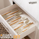 Silicone Cooking Utensil Set,12 PCS Cooking Cookware Kitchen Utensils Set for Cooking, Nonstick 446°F Heat-Resistant Cookware Kitchen Tools of Spoon,Brush,Whisk,Spatula,Turner Tongs (Khaki)
