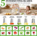 Rotary Cheese Grater Hand Crank - Cheese Shredder with 5 Blades & Storage Room, Easy to Clean, Stable Suction, Labor-Saving Handle, Rotary Grater Slicer for Fruit, Vegetables, Nuts, Chocolate