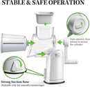 Rotary Cheese Grater Hand Crank - Cheese Shredder with 5 Blades & Storage Room, Easy to Clean, Stable Suction, Labor-Saving Handle, Rotary Grater Slicer for Fruit, Vegetables, Nuts, Chocolate