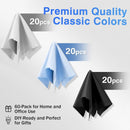 60-Pack Microfiber Cleaning Cloths for Glasses, 6x7 Inch Premium Lens Cleaning Cloth for Screens, Cameras, Eyeglasses, Cell Phone, LCD TV Screens，Black，Grey and Light Blue