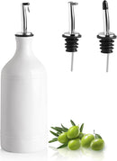 Ceramic Olive Oil Dispenser Bottle, Opaque Oil Cruet Protects Oil to Reduce Oxidation, Suitable for Storage Oil, Vinegar, Coffee Syrups & Other Liquids, Pack of 1, 15.5 Fl Oz (White)