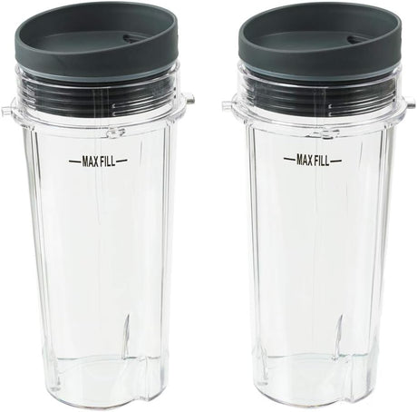Blender Cups Fit for Ninja, Replacement Parts 16OZ Cups with Lids, Blender Accessories Compatible with Nutri Ninja Auto IQ Series BL620C BL660 BL740 BL780 QB3000 (2 Pack)