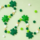 8.2 Ft St. Patrick's Day Felt Banner 3D Lucky Shamrock Clover with Gold Bead Hanging Garland Green White Pom Ball Banner for Irish Holiday Home Wall Fireplace Decor