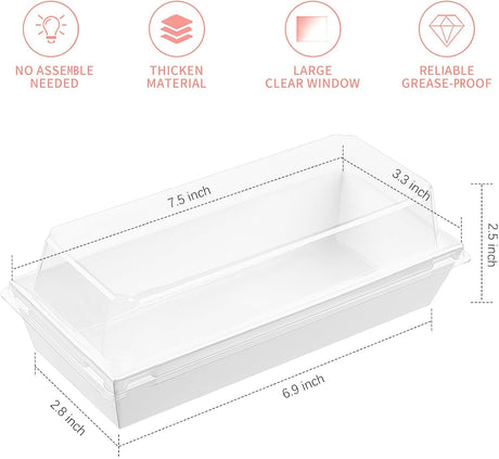 Charcuterie Boxes with Clear Lids, 50 Pack White Bakery Boxes, Cookie Boxes, Small Treat Boxes for Pastry, Sandwich, Cupcakes, Strawberries, Dessert To Go Containers