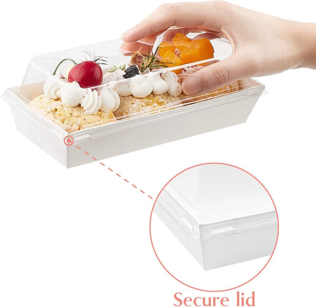 Charcuterie Boxes with Clear Lids, 50 Pack White Bakery Boxes, Cookie Boxes, Small Treat Boxes for Pastry, Sandwich, Cupcakes, Strawberries, Dessert To Go Containers