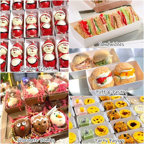 Charcuterie Boxes with Clear Lids, 50 Pack White Bakery Boxes, Cookie Boxes, Small Treat Boxes for Pastry, Sandwich, Cupcakes, Strawberries, Dessert To Go Containers