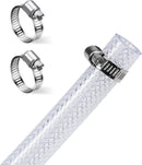1/2" ID - 50 ft Heavy Duty Braided Clear Plastic Vinyl Tubing, Flexible High Pressure Reinforced PVC Plastic Tube Hose, Non-toxic, BPA Free, with 2 Stainless Clamps