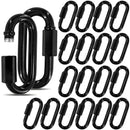3.5" Black Chain Quick Link, 20 Pcs 3/8" Heavy Duty Locking Carabiner, 2000 LBS Capacity, Durable Chain Connector for Hanging Keys, Dog Leash, and Fence Gates