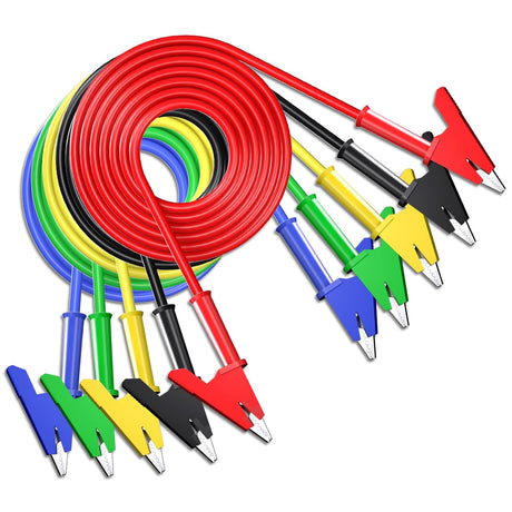 5PCS Alligator Clips Test Leads Dual Ended Crocodile Wire Cable with Insulators Clips Test Flexible Copper Cable for Electrical Testing 3.3ft/1m