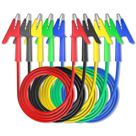 5PCS Alligator Clips Test Leads Dual Ended Crocodile Wire Cable with Insulators Clips Test Flexible Copper Cable for Electrical Testing 6.56ft/2m
