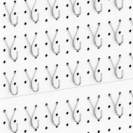 80 Pack Pegboard Hooks J-Hook – 1 Inch Silver J Hooks for Pegboard – Heavy Duty Peg Board Hooks for Hanging Jewelry, Keys, Retail Items & Small Tools – Fits 1/8” & 3/16” Pegboards