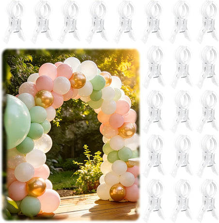 20 Pack Balloon Arch Clips for Backdrop | Plastic Transparent Spring Clamps | 3.5 Inch Heavy Duty Clip for Backdrop Stand | Birthday Wedding Decoration | Photography Studio | Crafts | Clothing