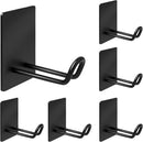 Self Adhesive Hooks Heavy Duty, Large Stainless Steel Towel Hooks, No Drill Sticky Hooks, Long Stick on Shower Wall Hooks for Hanging Hat Coat Key Headphone (Black(6Pcs))